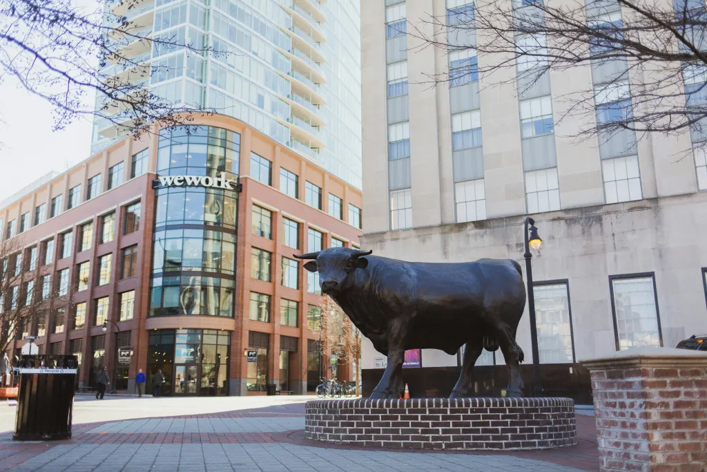 Durham NC downtown bull representing local businesses we serve in the Bull City