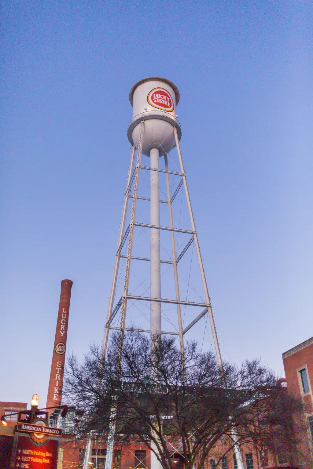 Durham NC water tower tall representing local businesses we serve in the Bull City